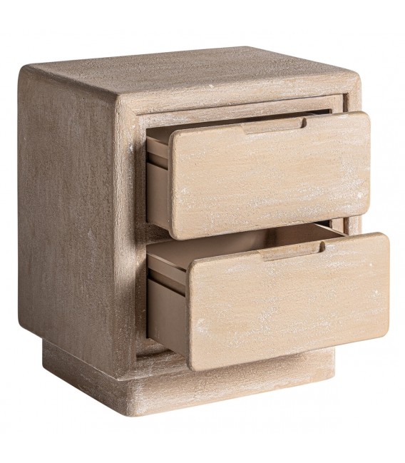 Mesita de noche realizada en madera dm efecto yeso color beige mdmhogar