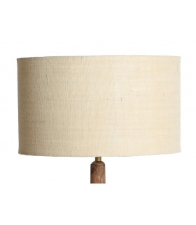 Lámpara de sobremesa grande madera de mango color nogal yute natural mdmhogar