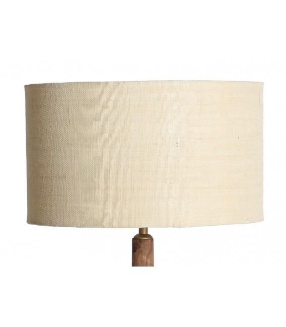 Lámpara de sobremesa grande madera de mango color nogal yute natural mdmhogar