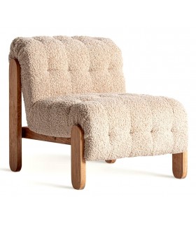 Sillón cómodo de estilo alpino tapizado en boucle de color beige mdmhogar