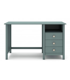 Mesa de escritorio 3 cajones madera de pino lacado en verde mdmhogar