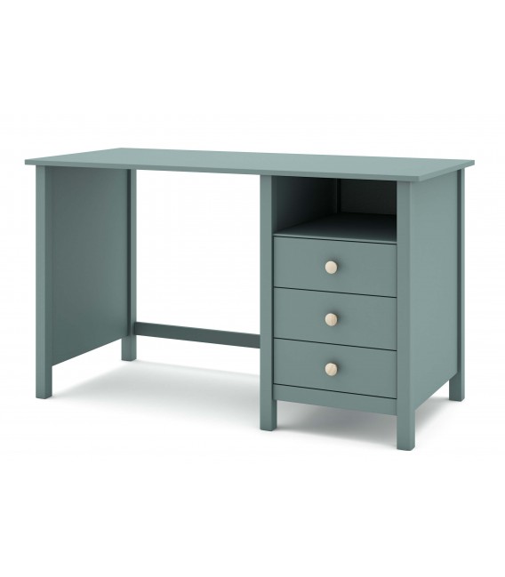 Mesa de escritorio 3 cajones madera de pino lacado en verde mdmhogar