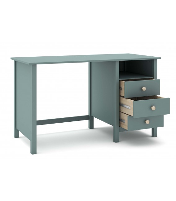 Mesa de escritorio 3 cajones madera de pino lacado en verde mdmhogar