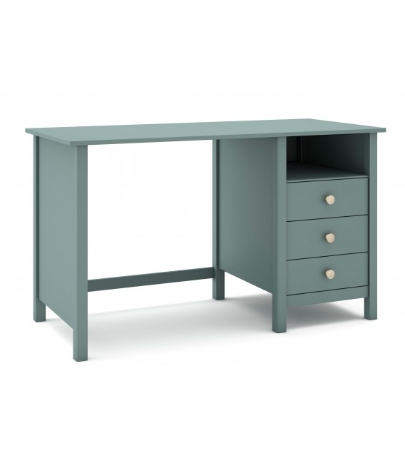 Mesa de escritorio 3 cajones madera de pino lacado en verde mdmhogar