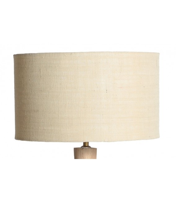 Lámpara de sobremesa grande madera de mango natural pantalla yute mdmhogar