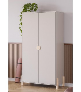 Armario ropero dm lacado en color topo y madera de pino natural mdmhogar