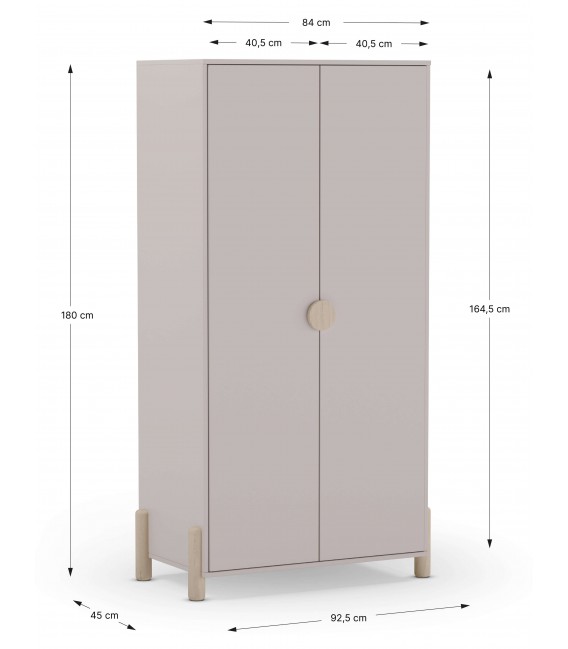 Armario ropero dm lacado en color topo y madera de pino natural mdmhogar
