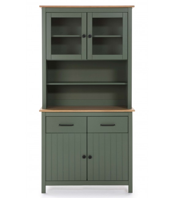 Vitrina combinada pino natural combinado con laca verde