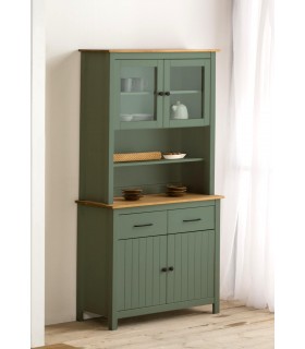 Vitrina combinada pino natural combinado con laca verde