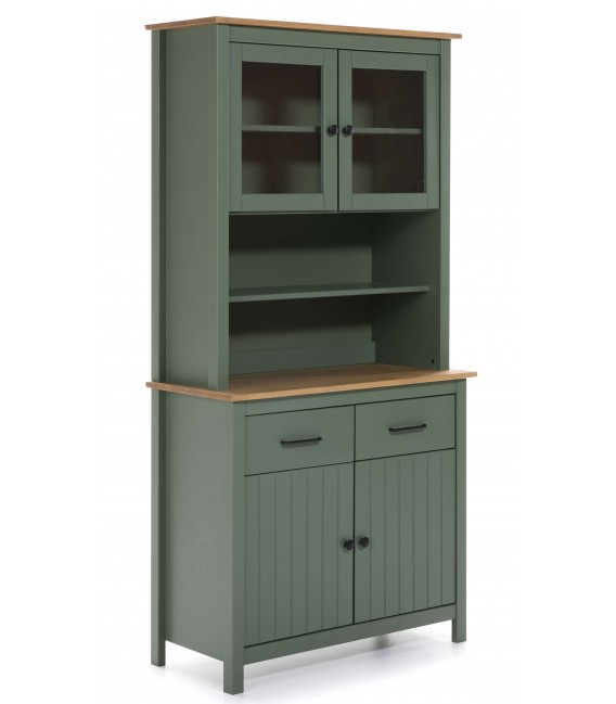 Vitrina combinada pino natural combinado con laca verde
