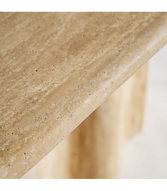 Mesa de comedor grande ovalada travertino natural poro abierto  mdmhogar