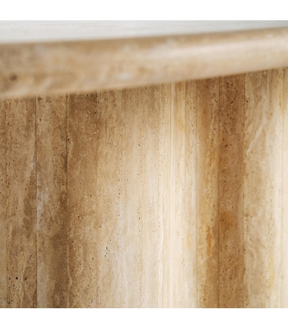 Mesa de comedor grande ovalada travertino natural poro abierto  mdmhogar