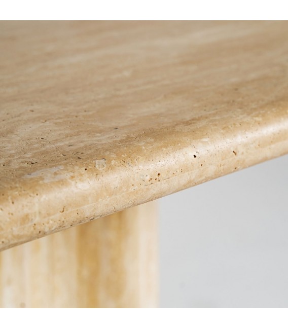 Mesa de comedor grande ovalada travertino natural poro abierto  mdmhogar