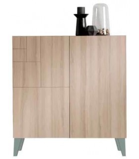 Zapatero melamina imitación roble patas verdes 14/16 pares mdmhogar