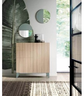 Zapatero melamina imitación roble patas verdes 14/16 pares mdmhogar