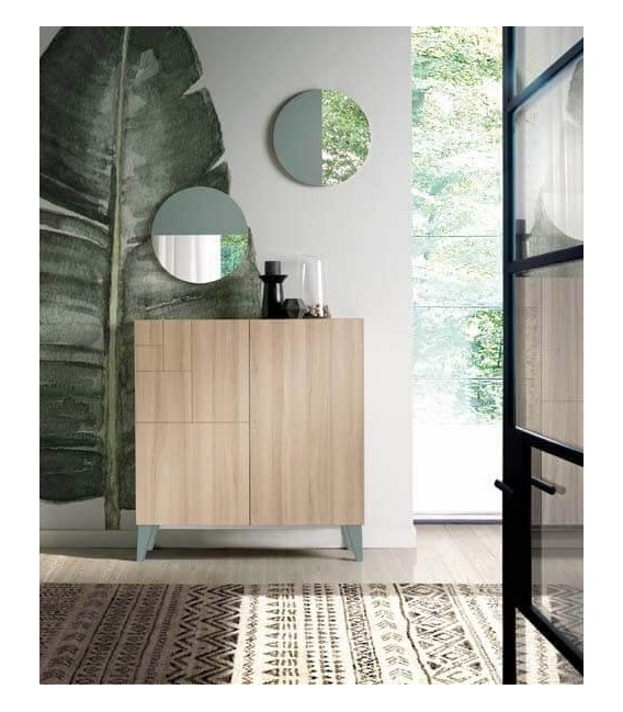 Zapatero melamina imitación roble patas verdes 14/16 pares mdmhogar