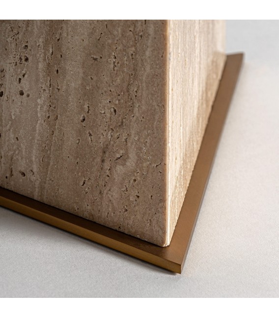 Lámpara de pie grande travertino aplicaciones de bronce boucle blanco mdmhogar