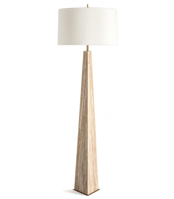 Lámpara de pie grande travertino aplicaciones de bronce boucle blanco mdmhogar