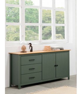 Aparador realizado en pino natural combinado con laca verde mdmhogar