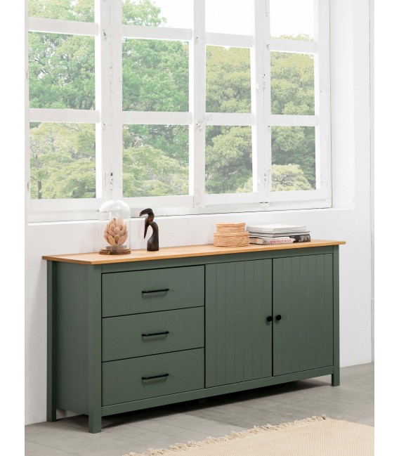 Aparador realizado en pino natural combinado con laca verde mdmhogar