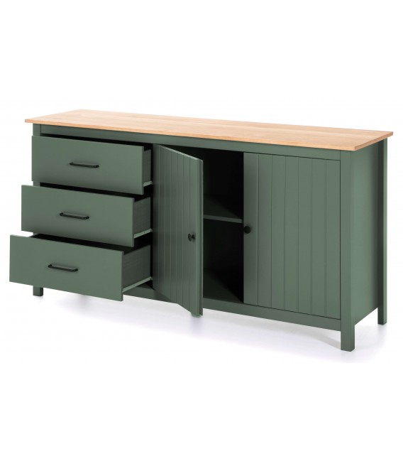 Aparador realizado en pino natural combinado con laca verde mdmhogar