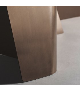 Mesa de comedor grande acero y porcelánico oro y negro, art decó mdmhogar