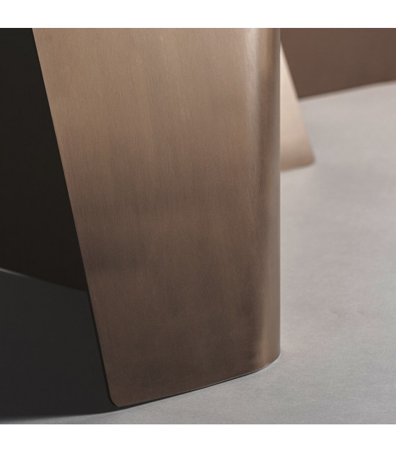 Mesa de comedor grande acero y porcelánico oro y negro, art decó mdmhogar