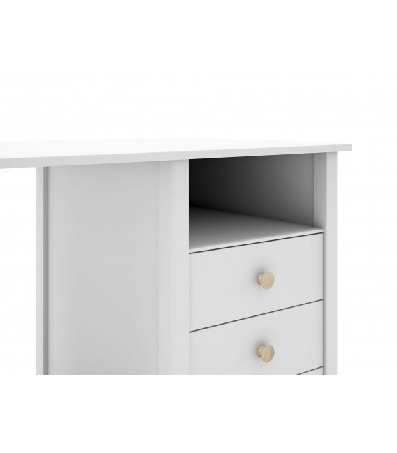 Mesa de escritorio pino lacado en blanco madera natural mdmhogar