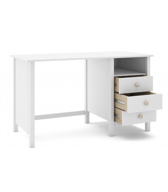 Mesa de escritorio pino lacado en blanco madera natural mdmhogar