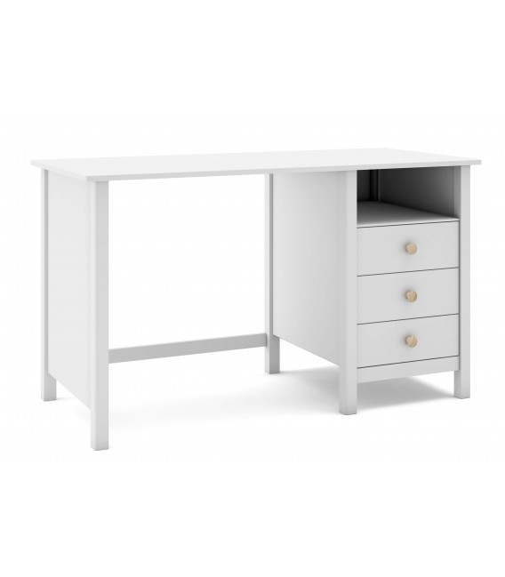 Mesa de escritorio pino lacado en blanco madera natural mdmhogar