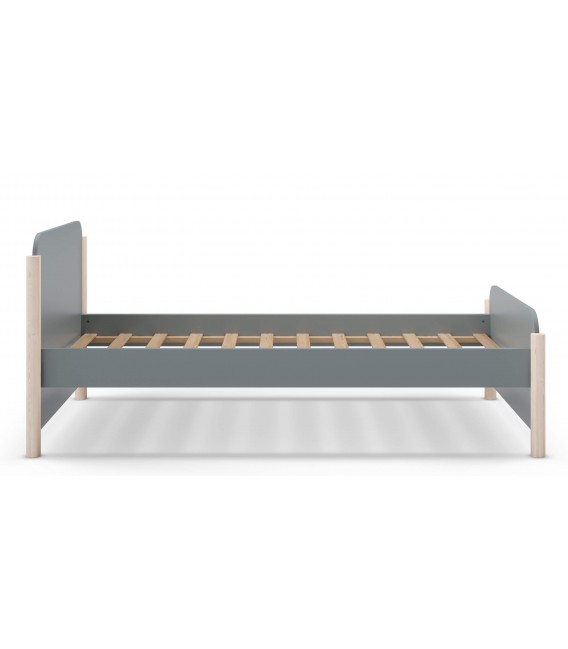 Cama individual realizada en madera de pino natural y laca gris mdmhogar