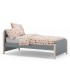 Cama individual realizada en madera de pino natural y laca gris mdmhogar