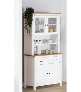 Vitrina realizada en pino natural combinado con laca blanca mdmhogar