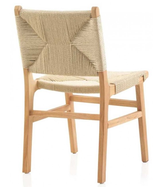Silla cómoda madera hevea natural respaldo y asiento yute natural mdmhogar