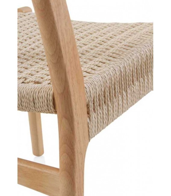 Silla cómoda madera hevea natural respaldo y asiento yute natural mdmhogar