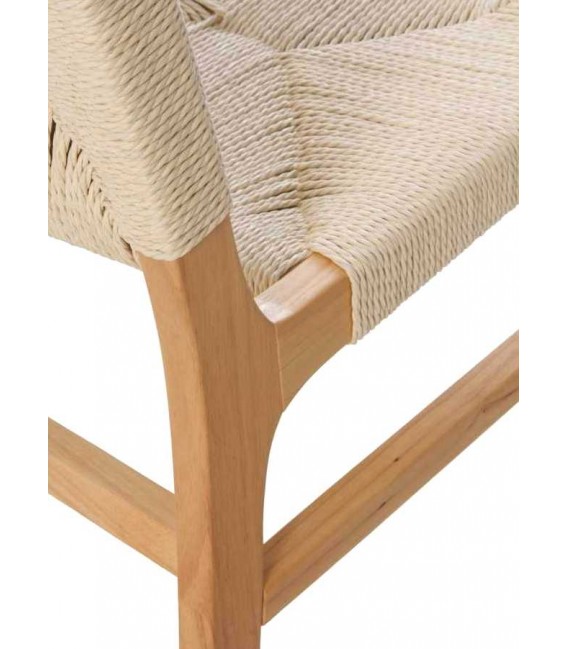 Silla cómoda madera hevea natural respaldo y asiento yute natural mdmhogar