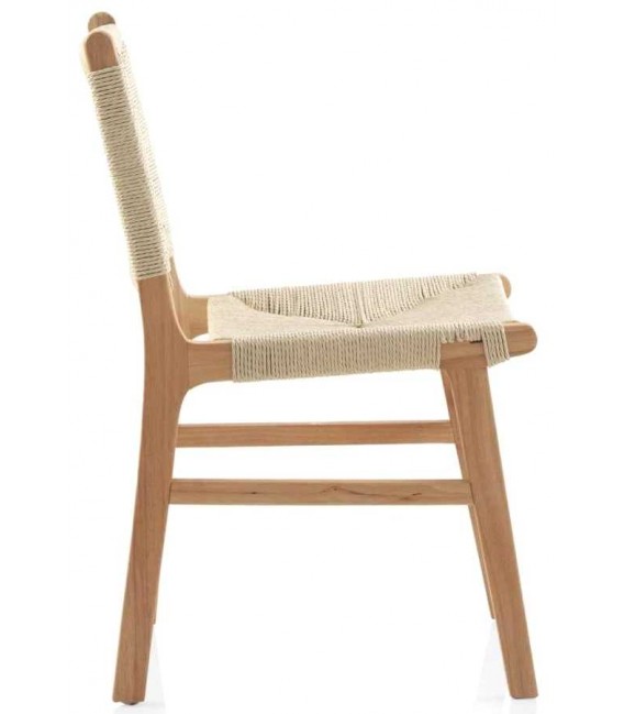 Silla cómoda madera hevea natural respaldo y asiento yute natural mdmhogar
