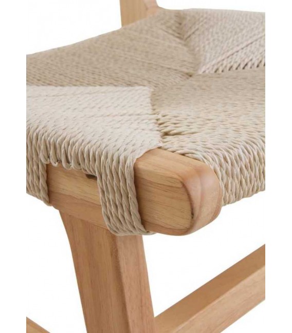 Silla cómoda madera hevea natural respaldo y asiento yute natural mdmhogar
