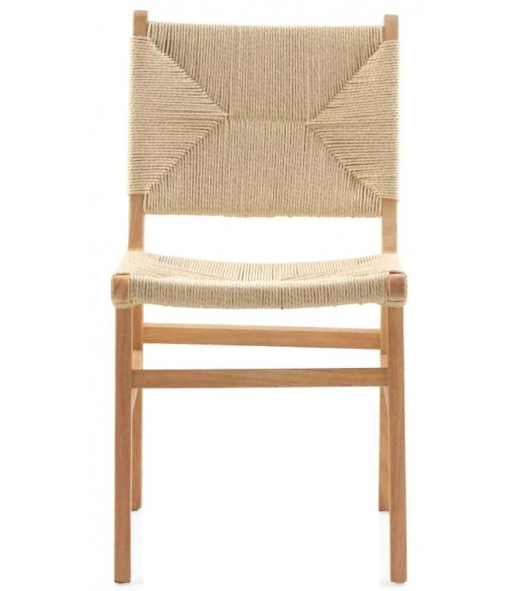 Silla cómoda madera hevea natural respaldo y asiento yute natural mdmhogar