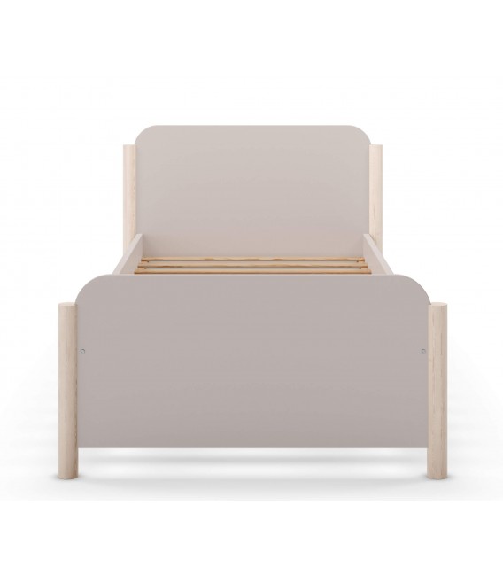 Cama individual madera de pino natural y mdf lacado en color topo mdmhogar