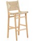 Taburete de barra cómodo madera de hevea y yute trenzado natural mdmhogar