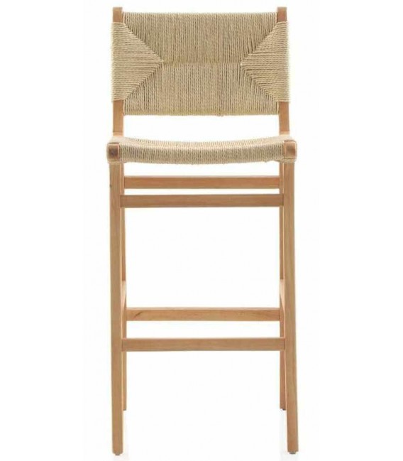 Taburete de barra cómodo madera de hevea y yute trenzado natural mdmhogar