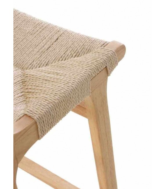 Taburete de barra cómodo madera de hevea y yute trenzado natural mdmhogar