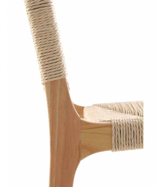 Taburete de barra cómodo madera de hevea y yute trenzado natural mdmhogar