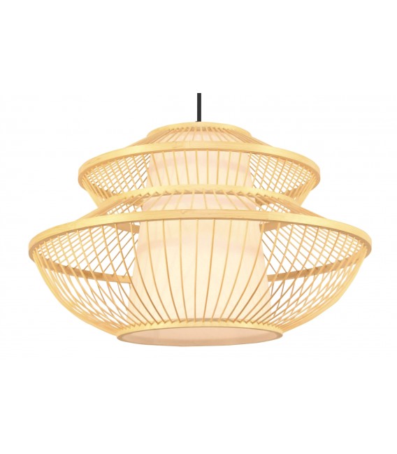 Lámpara de techo oriental bambú y pergamino naturales mdmhogar