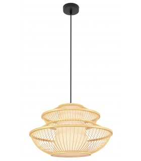 Lámpara de techo oriental bambú y pergamino naturales mdmhogar