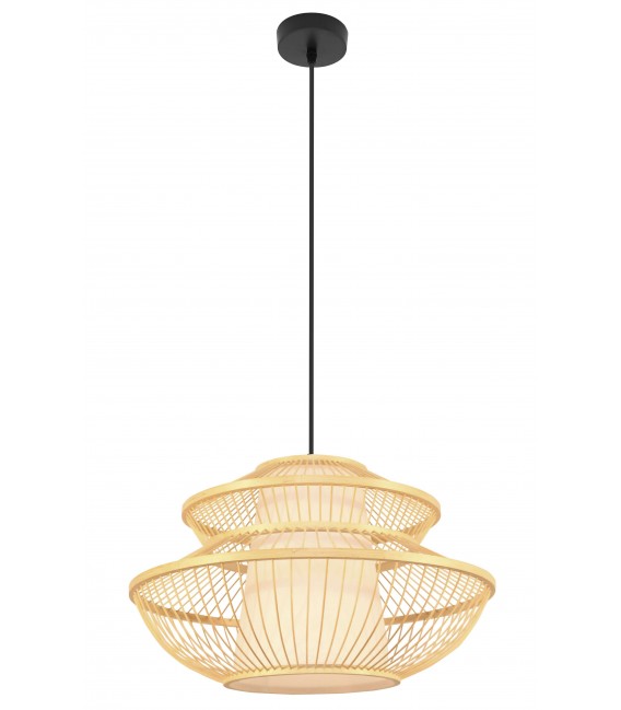 Lámpara de techo oriental bambú y pergamino naturales mdmhogar