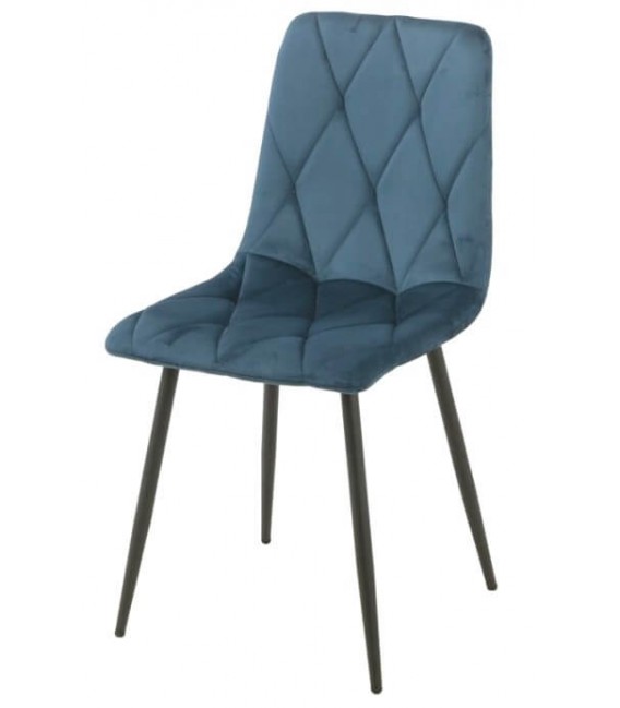 Silla cómoda terciopelo color azul patas en metal negro mdmhogar