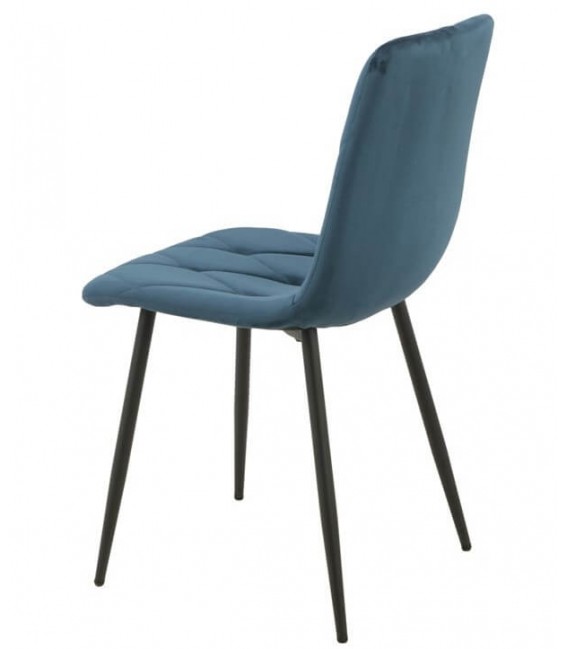 Silla cómoda terciopelo color azul patas en metal negro mdmhogar