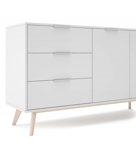 APARADOR 140 X 40 X 81 RELIS MADERA NATURAL Y BLANCO